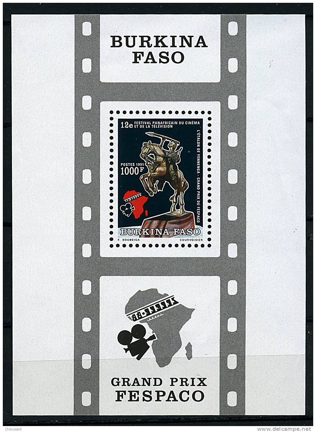 Burkina-Faso ** Bloc N° 40 - "Fespaco 91" Festival Panafricain Du Cinéma Et Télévision - Burkina Faso (1984-...)