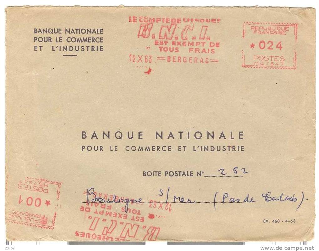 EMA Havas, Bergerac, Deux Frappes Pour Tarif - Enveloppe Entière   (D0779) - Postal Rates