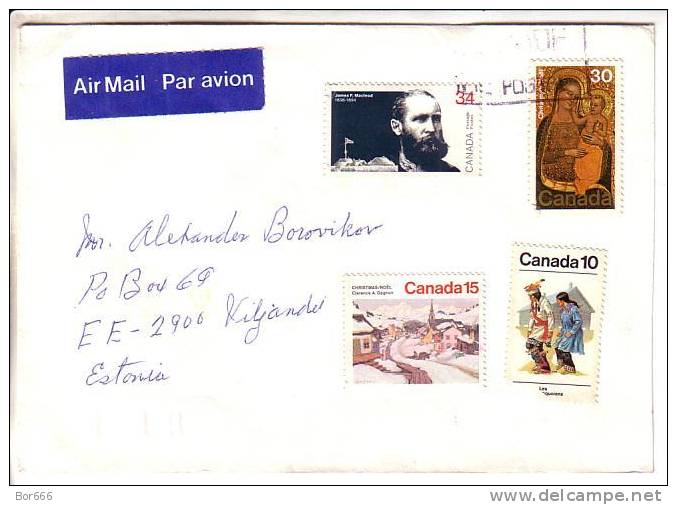 GOOD CANADA Postal Cover To ESTONIA 1998 - Good Stamped - Cartas & Documentos