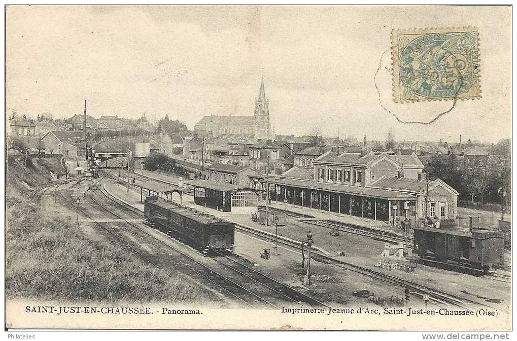 ST JUST EN CHAUSSEE  LA GARE 1905 - Saint Just En Chaussee