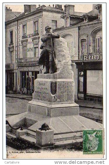 Sablé-sur-Sarthe, Monument Aux Morts Guerre 14-18 1914-1918 - Circulée 1924, Magasins Bazar - Sable Sur Sarthe