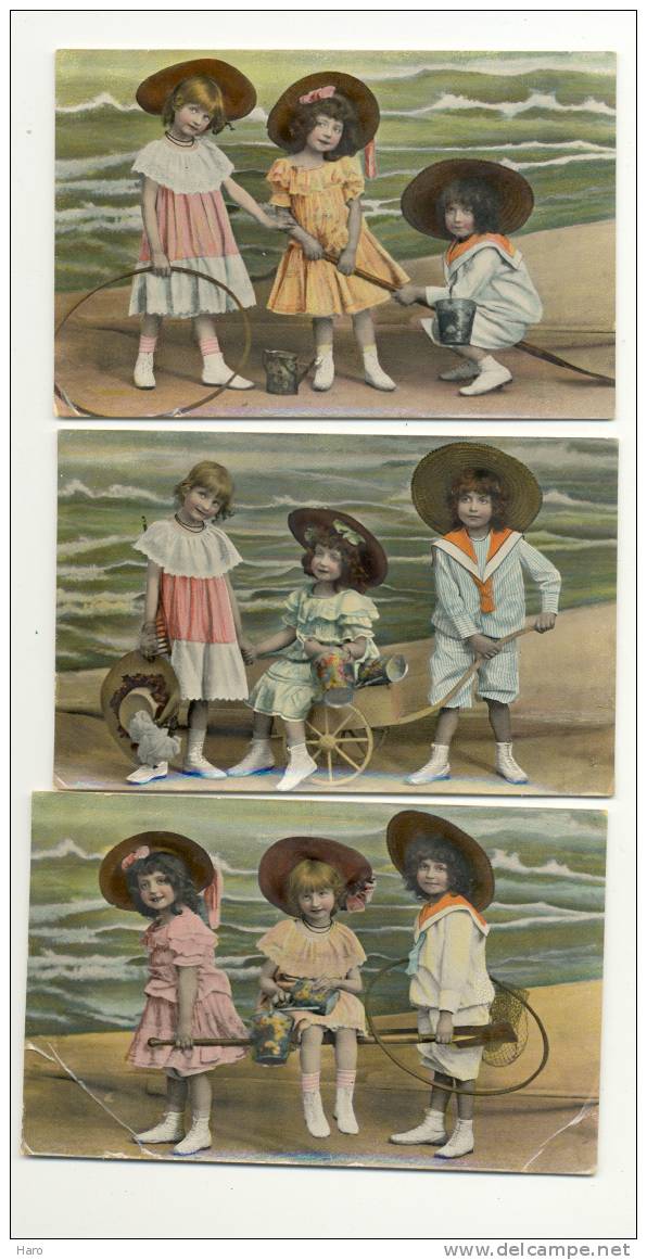 FANTAISIE - Enfants à La Plage - Jeux Et Jouets - Lot De 3 Cartes  (1691)mx - Other & Unclassified