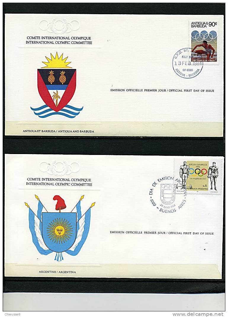 J.O. 1984 - Lot De 5 Env. 1er Jour - Antigua Et Barbuda : Saut , Argentine, Australie, Bahamas Bahrain (lot 2) - Ete 1984: Los Angeles