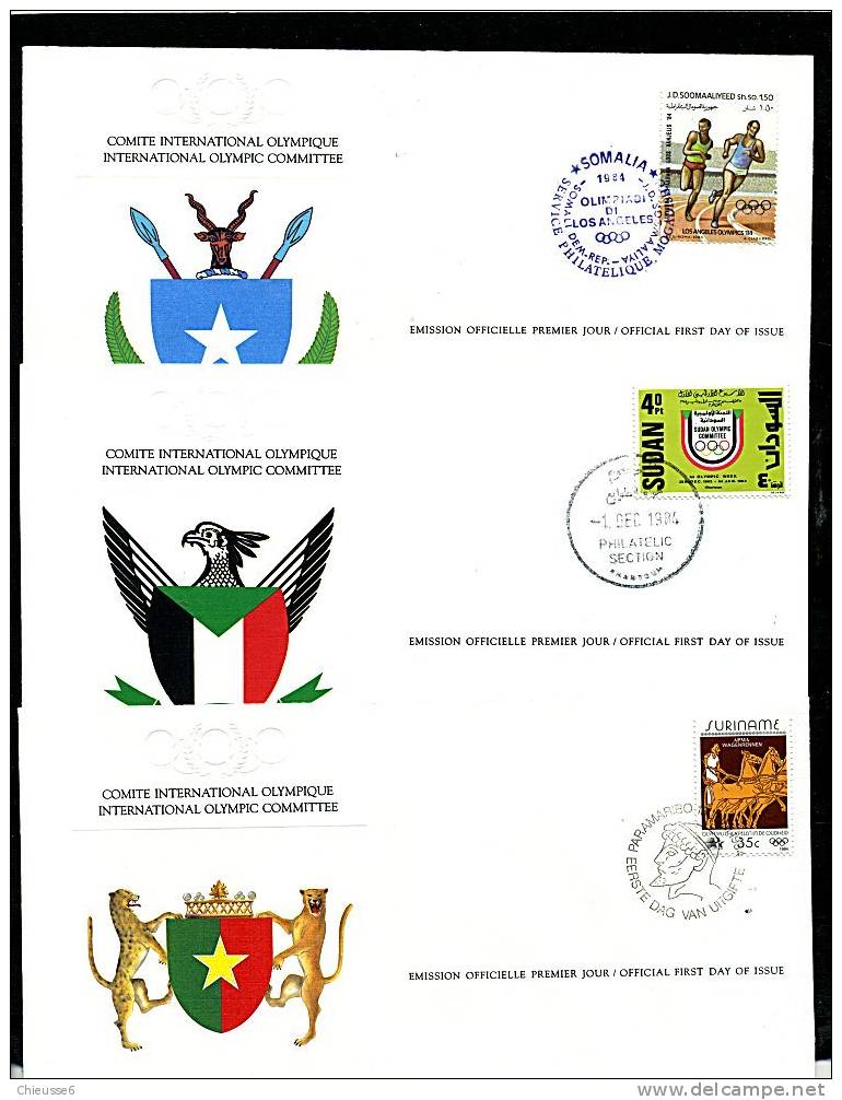 J.O. 1984 - Lot De 5 Env. 1er Jour - Sierre Leone : Course, Salomon, Somalie : Course, Soudan, Suriname (lot 20) - Estate 1984: Los Angeles
