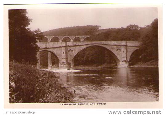 LEADERFOOT BRIDGES And Tweed - Real Photo PCd - Roxburghshire - Borders - SCOTLAND - Roxburghshire