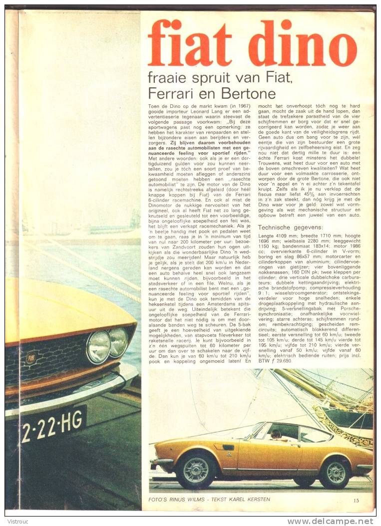 1970 - PEP - N° 1 - Weekblad - Met Artikel/fotos  Over FIAT DINO - Pep