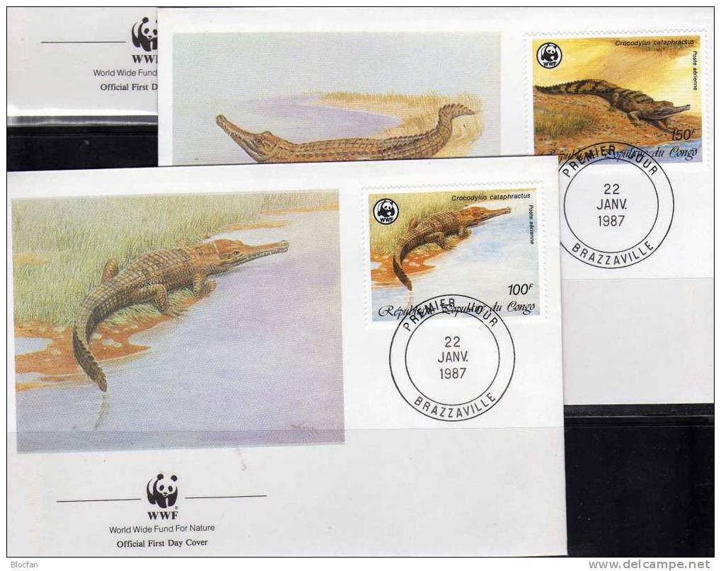 WWF-Set 45 Congo 1063/6 4xFDC 28€ Kongo-Krokodile Mit Dokumentation 1987 Cover Of Kongo - Other & Unclassified