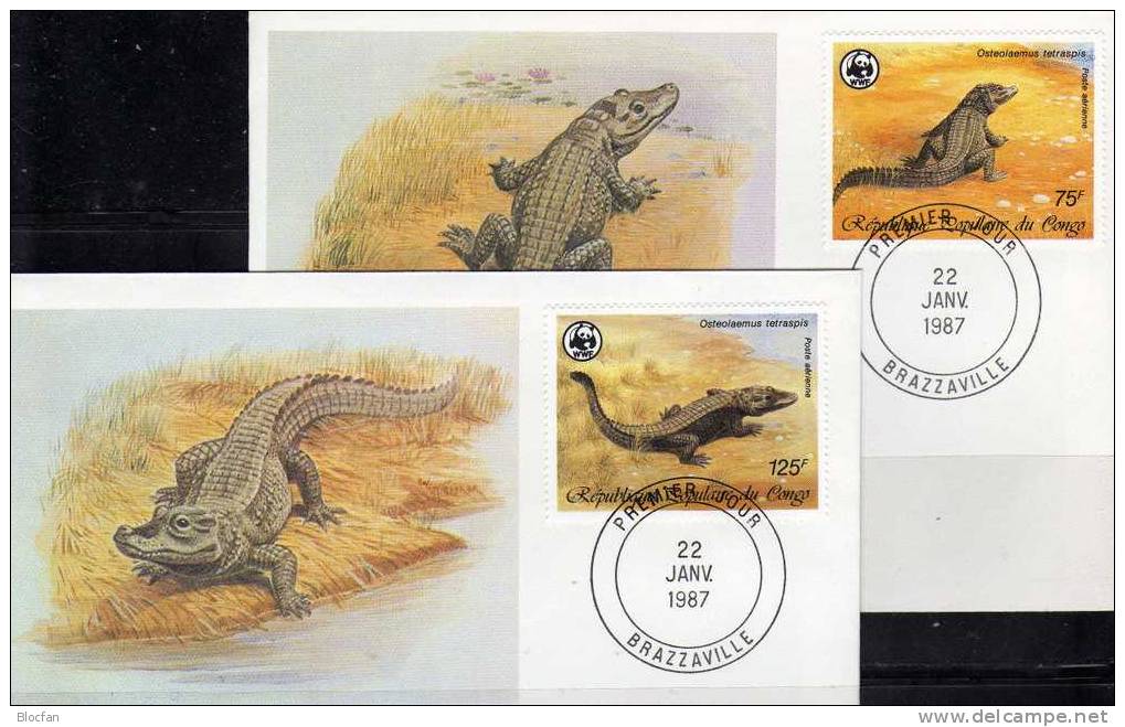 WWF-Set 45 Congo 1063/6 4xFDC 28€ Kongo-Krokodile Mit Dokumentation - Protection De L'environnement & Climat