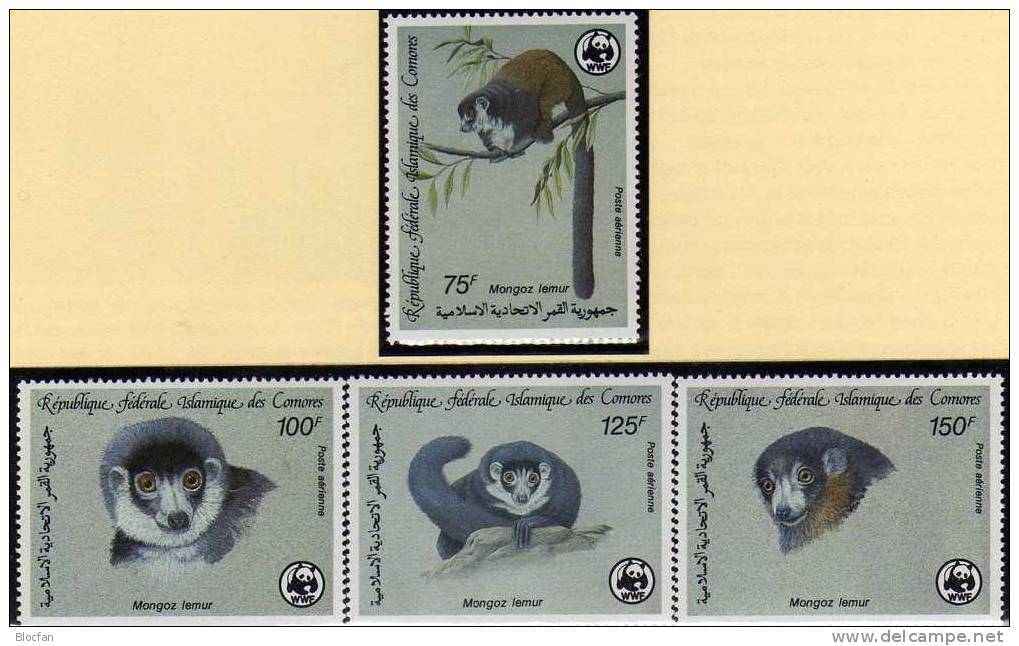 Dokumentation 1987 WWF-Set 48 Comoren 792/5 **,4 FDC+MKt. 46€ Mongozmaki-Lemur Naturschutz Wildlife Covers Cards COMORES - Verzamelingen (in Albums)