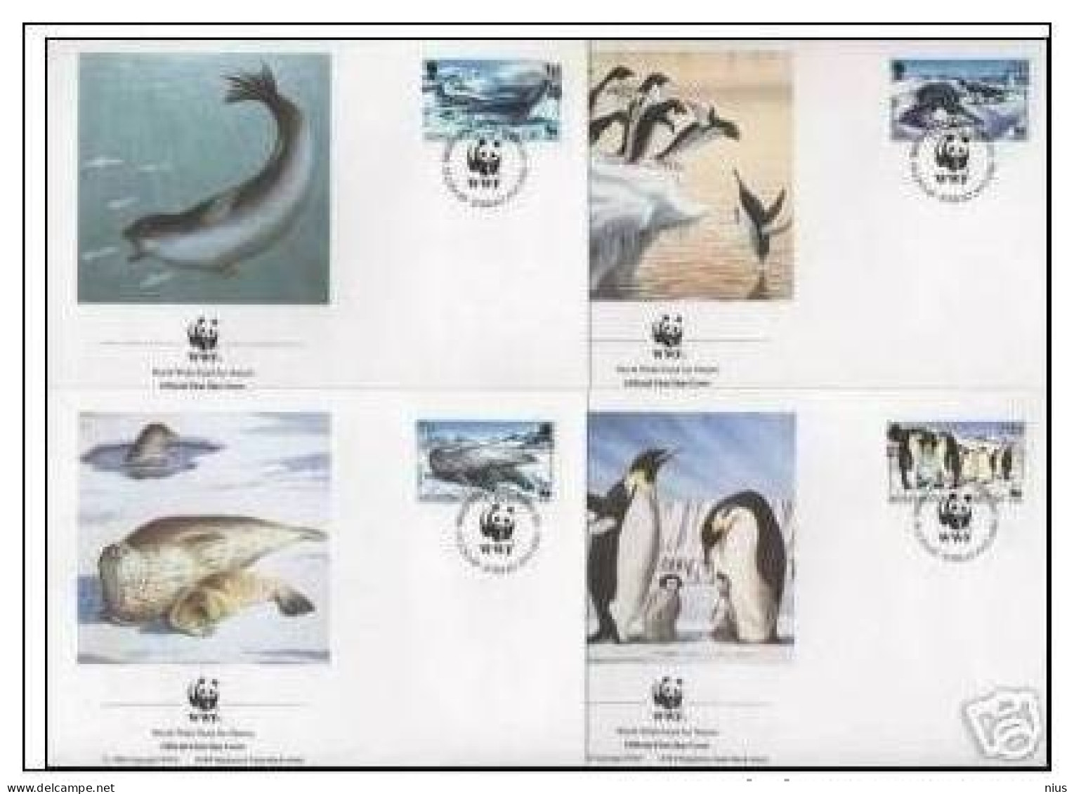 British Antarctic Territory 1992 WWF W. W. F.  Wildlife Pinguins Seal Fauna Set 4x FDC - FDC