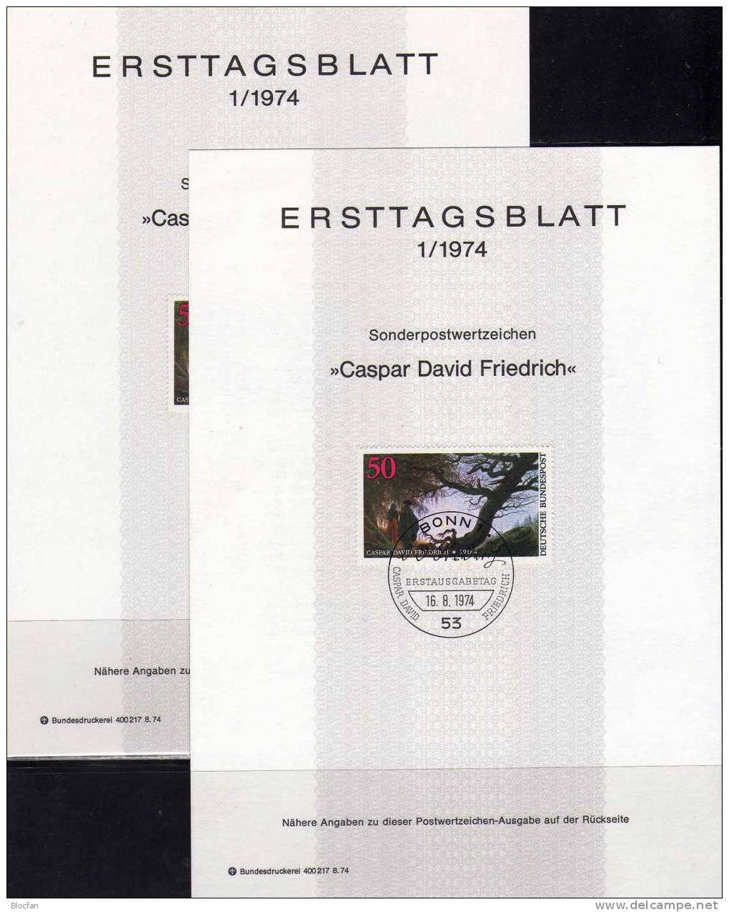 ETB 1/1974 BUND 815 I+Neuauflage SST 28€ Maler Caspar David Friedrich+Post Album First Day Stamps Of BRD Germany - Other & Unclassified