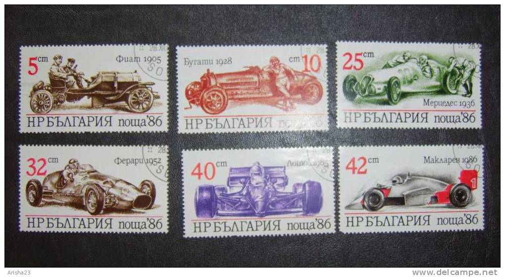 Bulgaria 1986 - Transport - Sport Cars Car Stamps Set Lot - Used Stamps