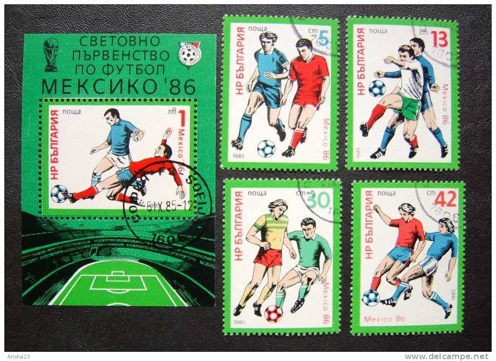 Bulgaria 1985 Block Bloc & Set Of 4 - SPORT - Football Mexico '86 - Oblitérés