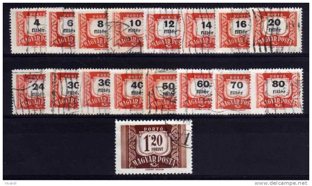 Hungary - 1958 - Postage Dues (Part Set With Watermark) - Used - Segnatasse