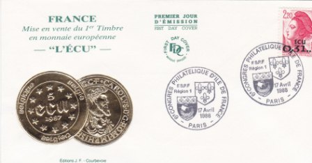 FDC 1988 - "LIBERTE" SURCHARGE EN ECU - 6e CONGRES PHILATELIQUE D'ILE DE FRANCE - PARIS 17 AVRIL - - 1980-1989