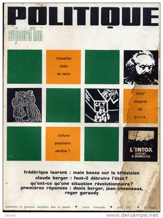 Politique Aujourd´hui N° 6-1971 - Juin 1971 - Politica