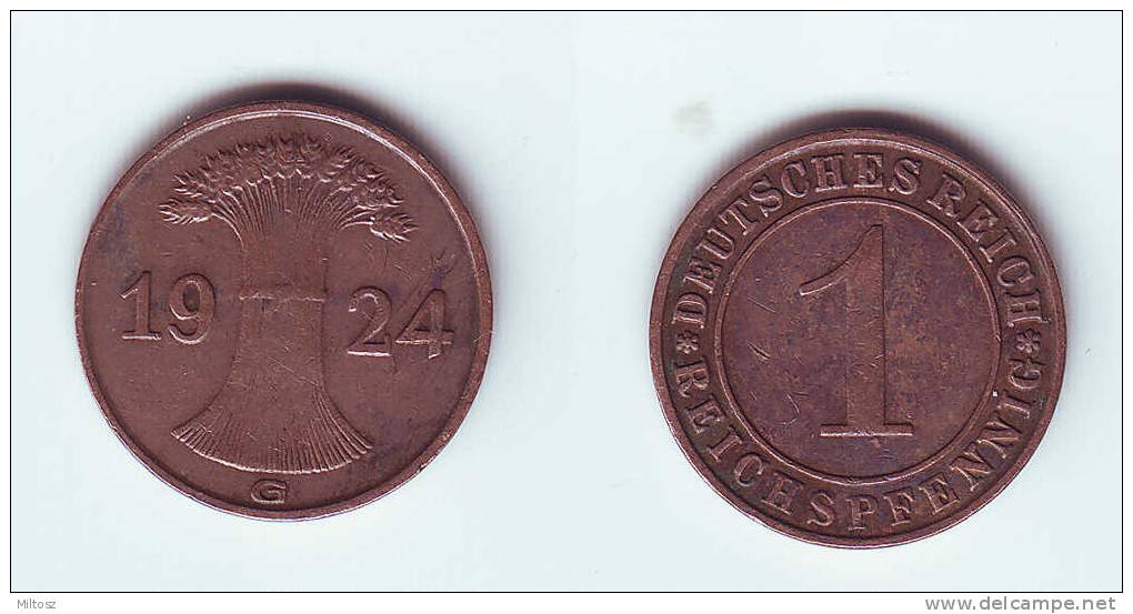 Germany 1 Reichspfennig 1924 G - 1 Renten- & 1 Reichspfennig