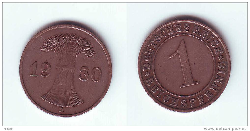 Germany 1 Reichspfennig 1930 A - 1 Renten- & 1 Reichspfennig