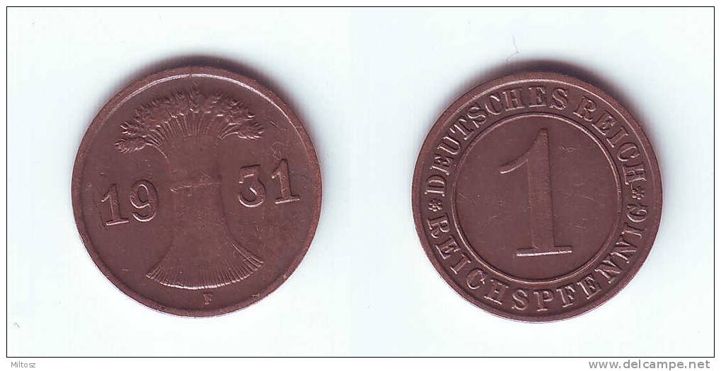 Germany 1 Reichspfennig 1931 F - 1 Renten- & 1 Reichspfennig