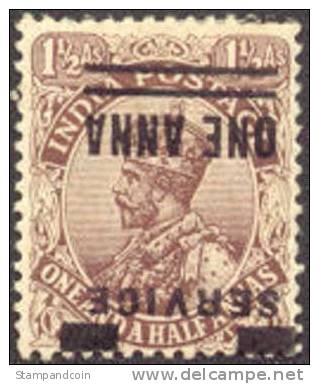 India O76 (SG 106) Mint Hinged 1a On 1-1/2a Invert Official From 1926 - 1911-35 Koning George V