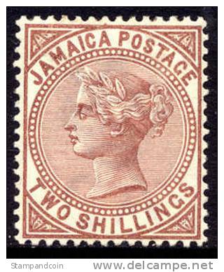 Jamaica #14 XF Mint Hinged 2sh Victoria From 1875 - Jamaica (...-1961)