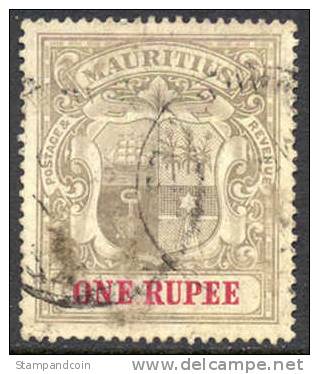 Mauritius #136 XF Used 1r Coat Of Arms From 1907 - Maurice (...-1967)