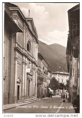 LEONESSA  ( RIETI ) CORSO SAN GIUSEPPE E CHIESA  - 1959 - Rieti