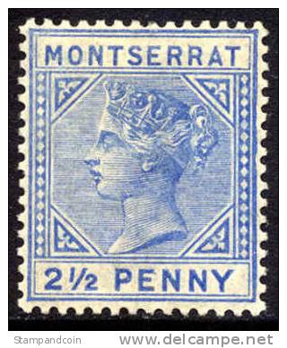 Montserrat #8 XF Mint Hinged 2-1/2p Victoria From 1885 - Montserrat