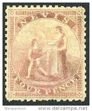 Nevis #2 XF Mint No Gum 4p From 1861 - St.Christopher-Nevis-Anguilla (...-1980)