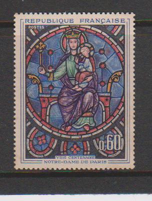 France  1964 MNH, Art Painting,  Stanined Glass Window, Annv. Of Notre Dam, Paris, Condition Average - Vetri & Vetrate