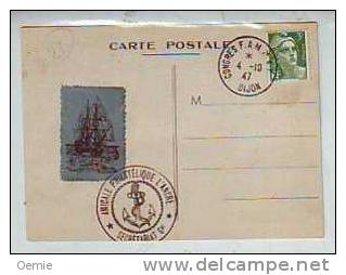 AMICALE PHILATELIQUE L'ANCRE  CONGRES F.A.M.M.A.C  DIJON LE 4 10 1947 - Lettres & Documents