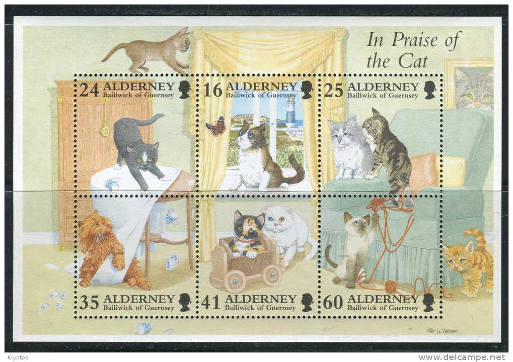 Alderney 1996 - Minisheet Cats - Alderney