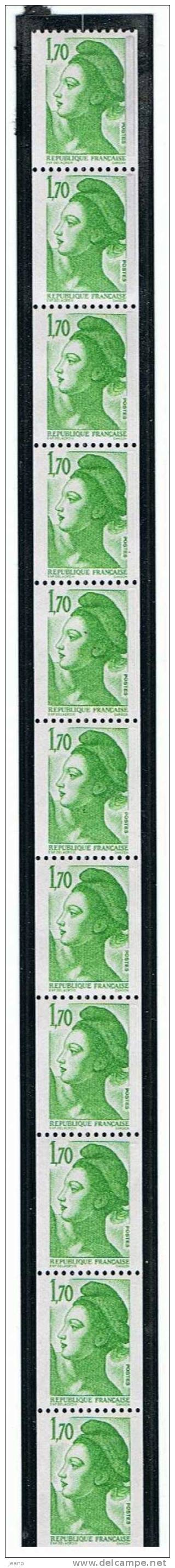 Liberté De Gandon 1,70 Vert, Roulette 84, ** - Coil Stamps