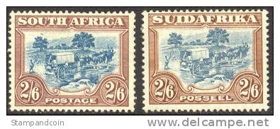 South Africa #44d+e Mint Hinged 2sh6p Singles From 1936 - Unused Stamps