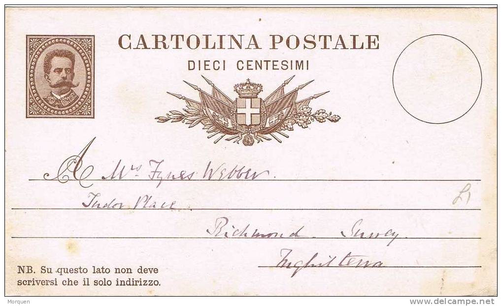 Entero Postal ITALIA 10 Cts - Stamped Stationery