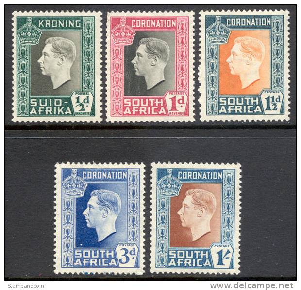 South Africa #74-78 Mint Never Hinged Coronation Set From 1937 - Unused Stamps