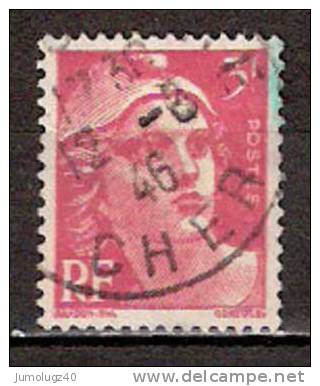 Timbre France Y&T N° 716 (2) Obl.  Marianne De Gandon.  3 F. Rose. Cote 0,15 € - 1945-54 Marianne De Gandon