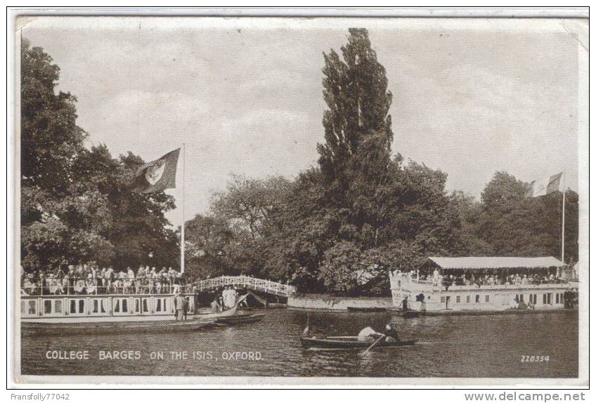 U.K. - ENGLAND - OXFORDSHIRE - OXFORD - Colleges Barges On The Isis - TWO CROWDED BARGES - Oxford