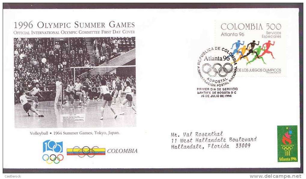 T)1996 COLOMBIA CIRC.FDC,"1996 SUMMER OLYMPIC GAMES ATALNTA/VOLLEYBALL"- - Estate 1996: Atlanta