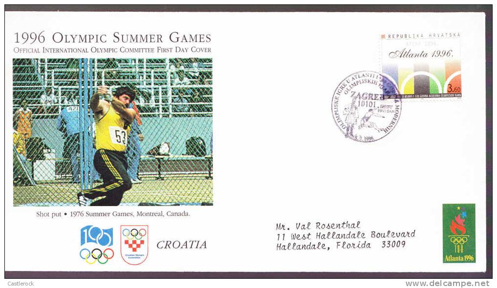 T)1996 CROASIA,CIRC.FDC,"1996 SUMMER OLYMPIC GAMES ATALNTA/SHOT PUT"- - Estate 1996: Atlanta