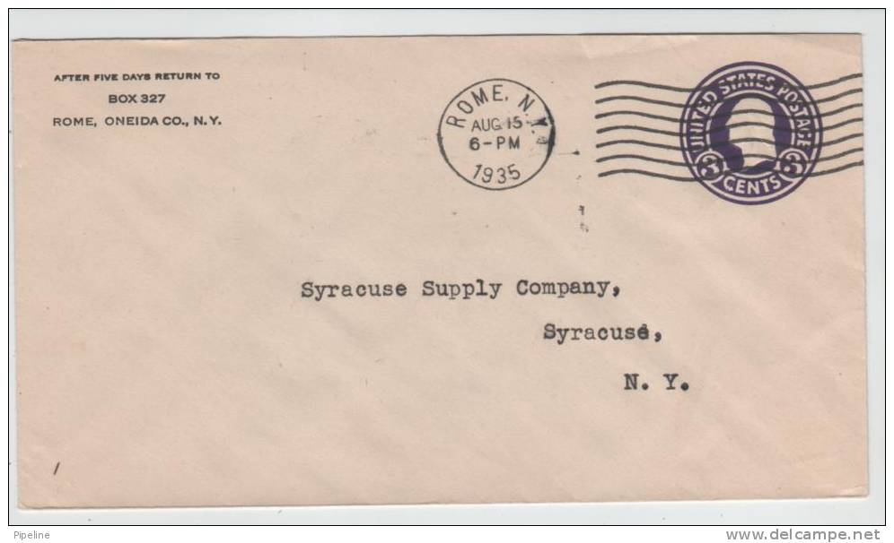 USA Postal Stationery Cover Rome, N.Y. 15-8-1935 - 1921-40