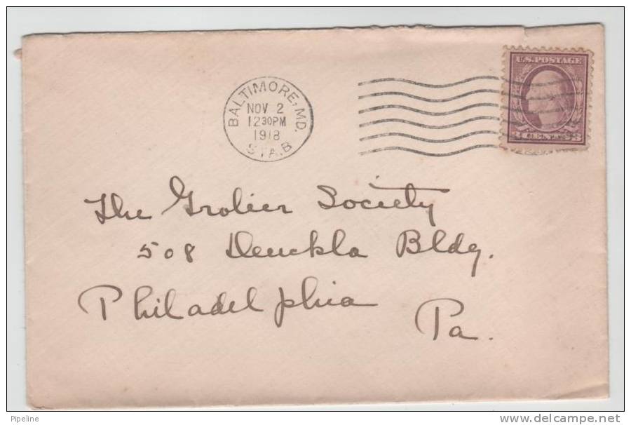 USA Cover Baltimore MD. 2-11-1918 - Lettres & Documents