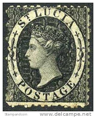 St. Lucia #7a (SG #11a) Mint Hinged (1p) Black Victoria From 1864 - Ste Lucie (...-1978)