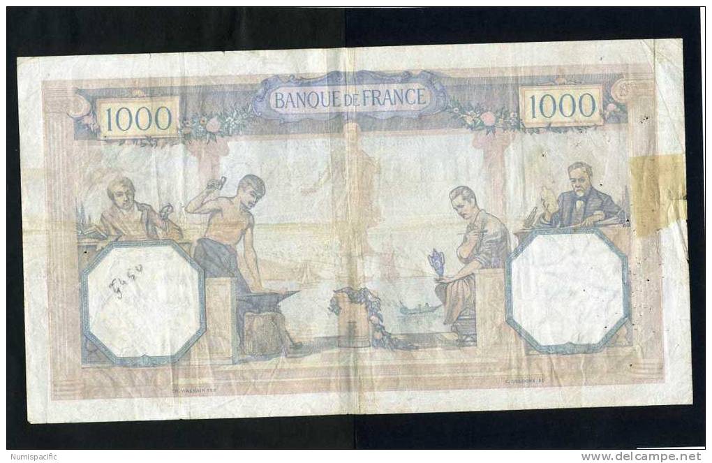 Rare 1000 Francs Cérès Et Mercure Type 1927 Du 20/01/1930 Fay 37/4 !!! - 1 000 F 1927-1940 ''Cérès Et Mercure''
