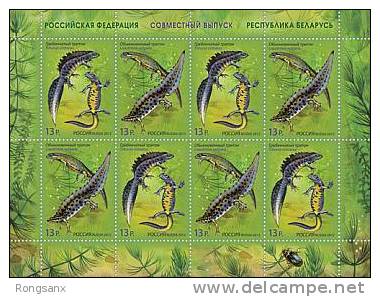 2012 RUSSIA-BELARUS JOINT Fauna. Newts SHEETLET - Blocs & Feuillets