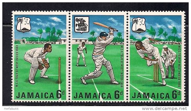 Jamaica        "Cricket"      Set (strip Of 3)   SC# 266-68a MNH** - Cricket