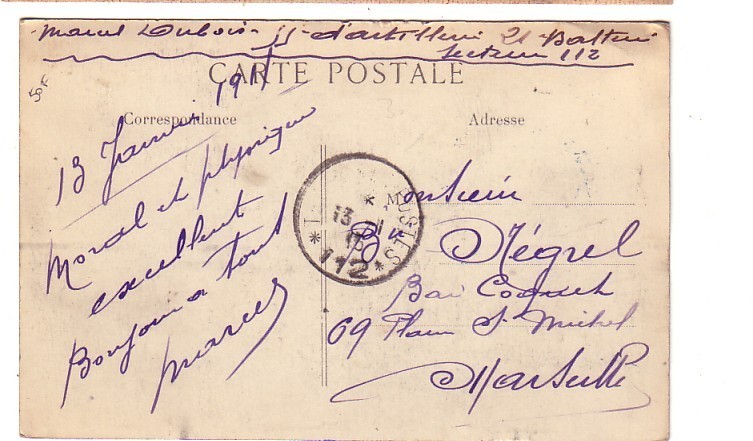 BZLGIQUE DINANT CPFM  EN FRANCHISE MILITAIRE 55EME REGIMENT D'ARTILLERIE RAVITAILLEMENT CACHET TRES LISIBLE 1916 - Army