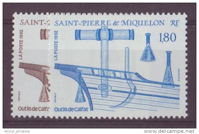 SAINT-PIERRE-ET-MIQUELON N° 561/62** NEUF SANS CHARNIERE  OUTILS ET COQUE DE BATEAU - Autres & Non Classés