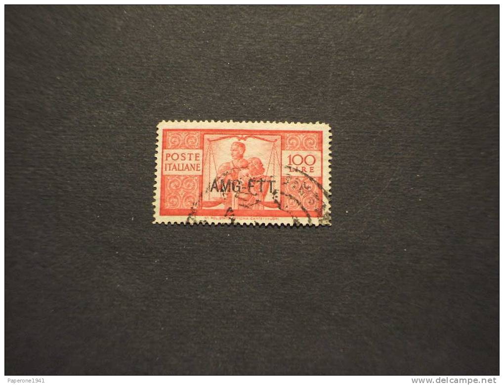 TRIESTE A-1949/50 DEMOCRATICA L.100-1a LASTRA-TIMBRATO - Used