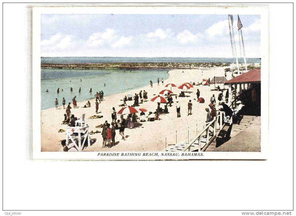 BAHAMAS Nassau, Plage, Paradise Bathing Beach, Colorisée, Ed Sand's Studio, 193? - Bahamas